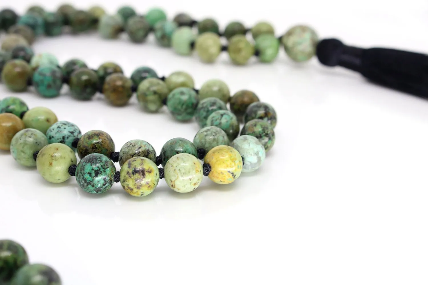 African Turquoise Mala Beads Necklace - "I am Divine"