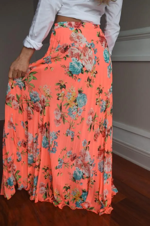 All Mine Coral Maxi Skirt