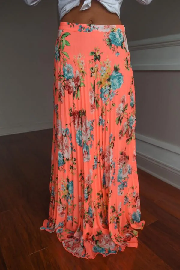 All Mine Coral Maxi Skirt