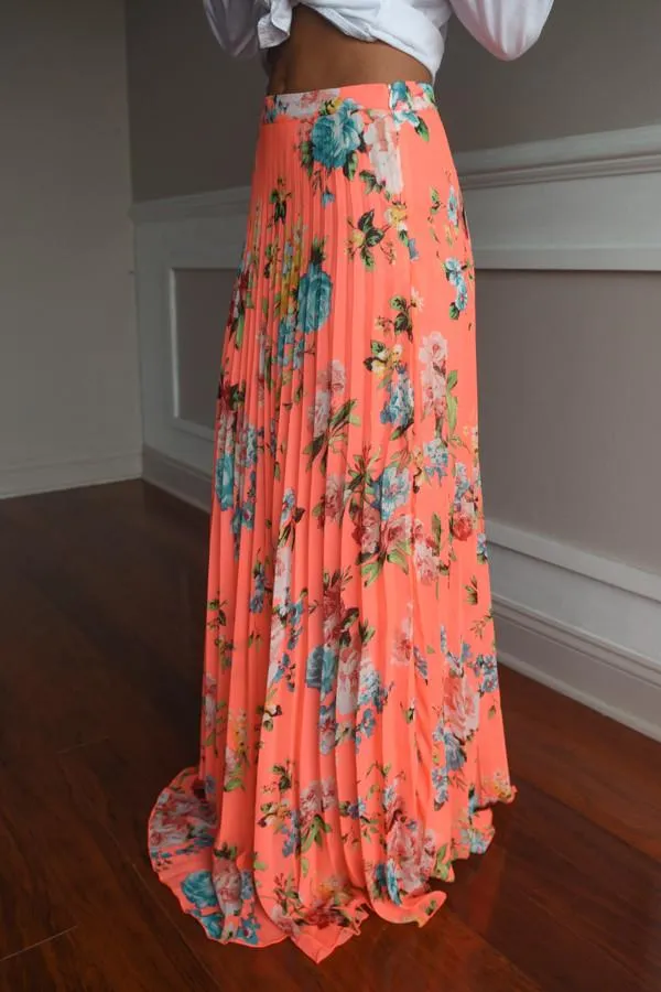 All Mine Coral Maxi Skirt