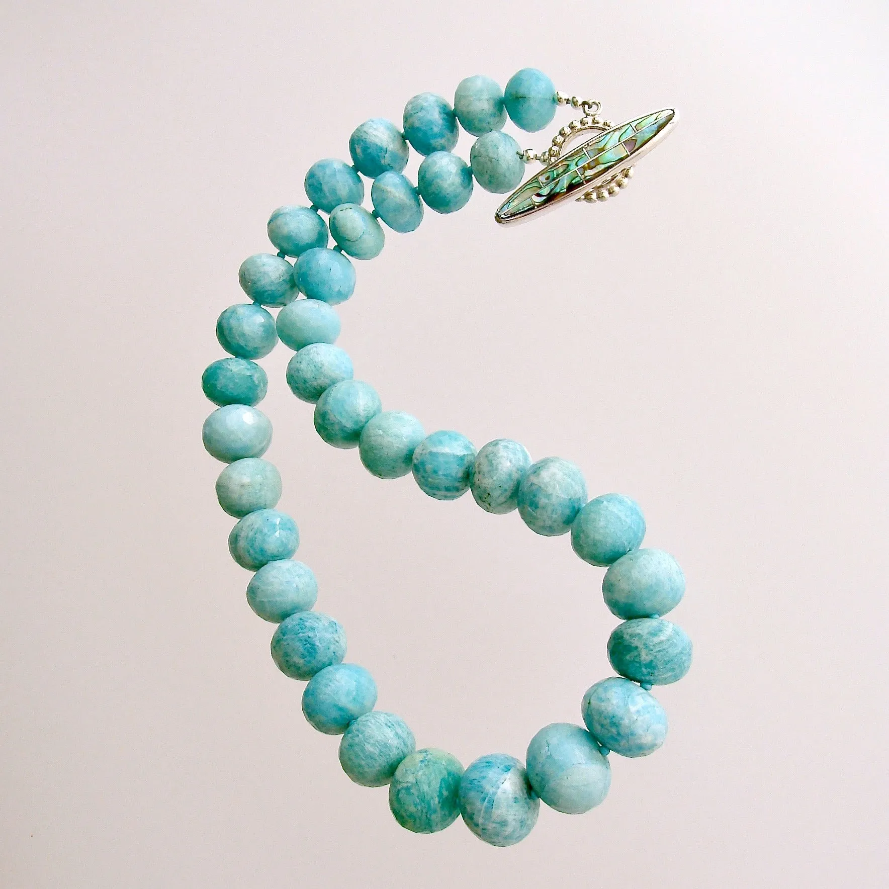 Amazonite Choker Necklace With Abalone Inlay Toggle - Amanda Necklace