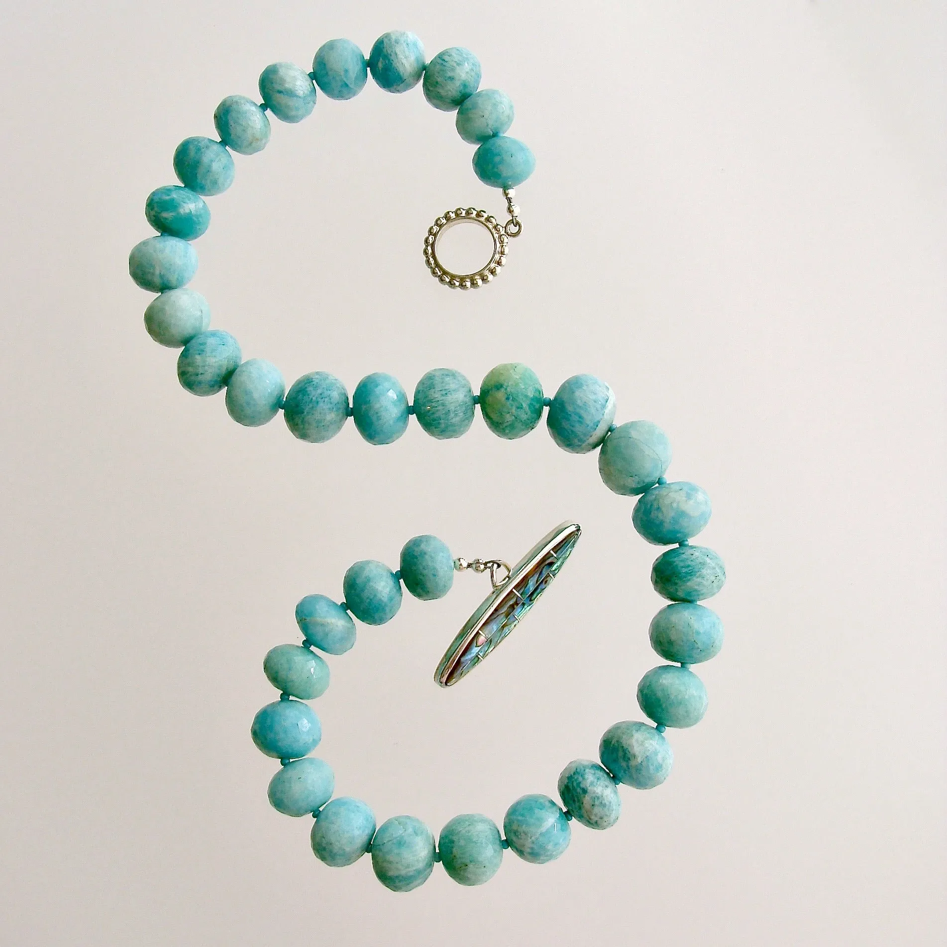 Amazonite Choker Necklace With Abalone Inlay Toggle - Amanda Necklace