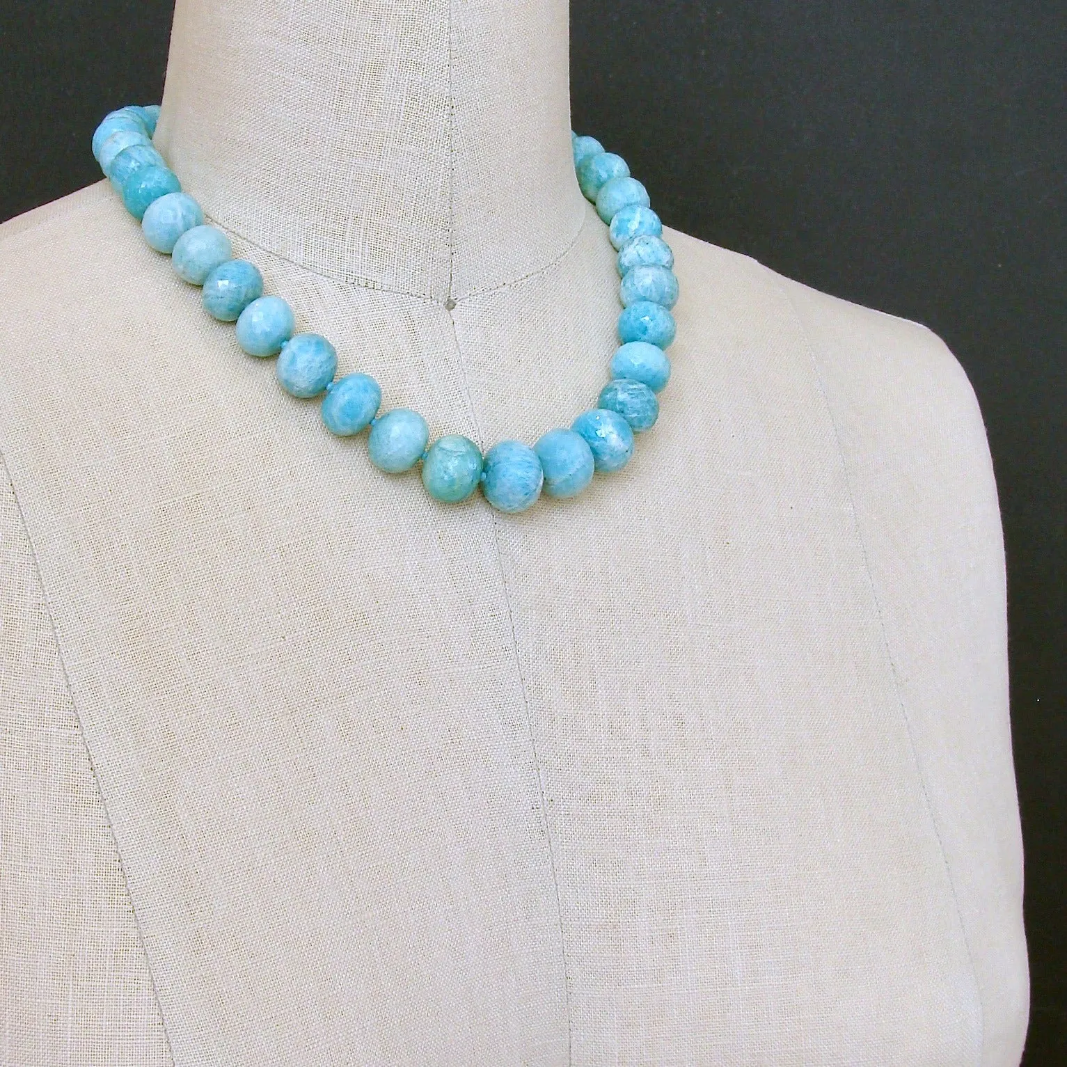 Amazonite Choker Necklace With Abalone Inlay Toggle - Amanda Necklace
