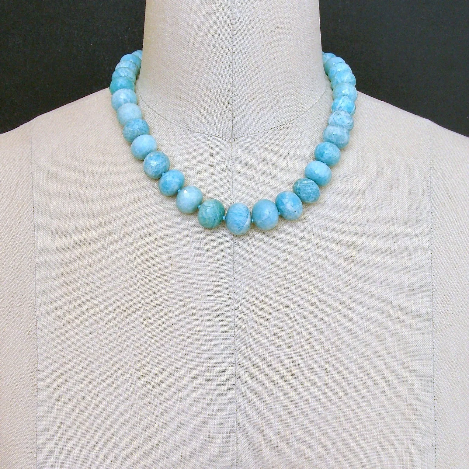 Amazonite Choker Necklace With Abalone Inlay Toggle - Amanda Necklace