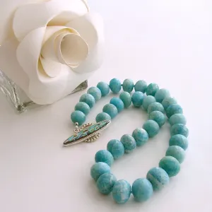 Amazonite Choker Necklace With Abalone Inlay Toggle - Amanda Necklace