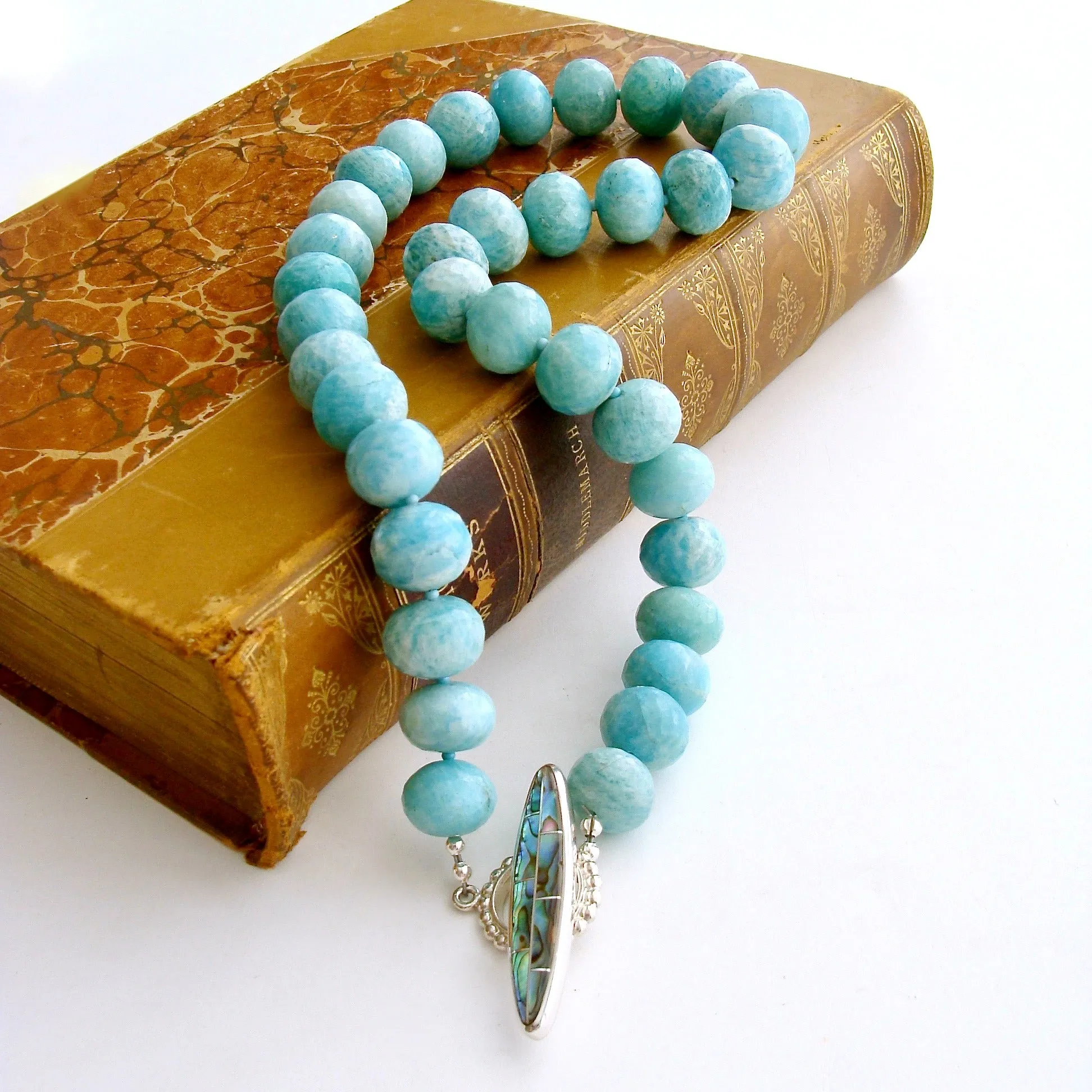 Amazonite Choker Necklace With Abalone Inlay Toggle - Amanda Necklace