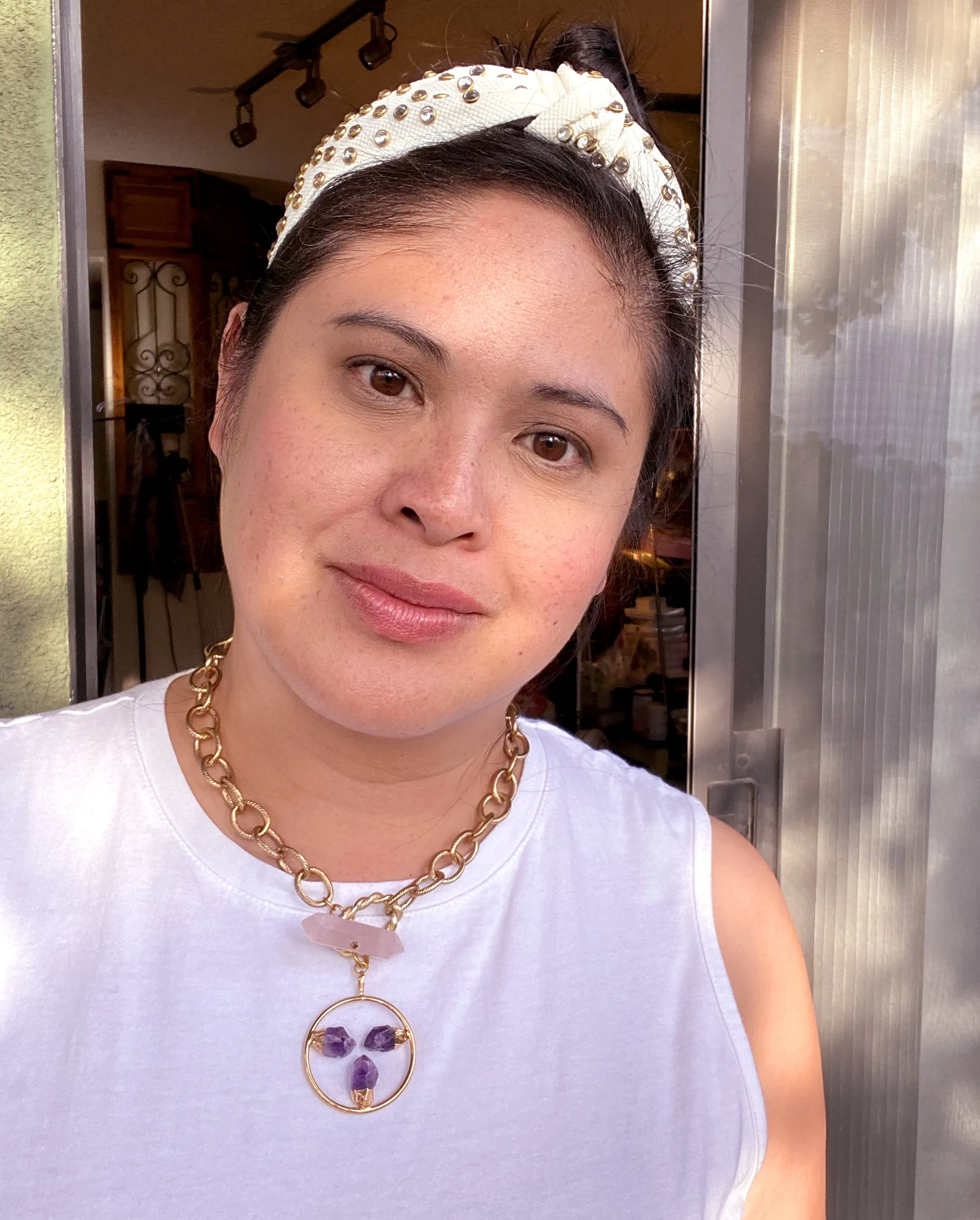 Amethyst triple point toggle necklace