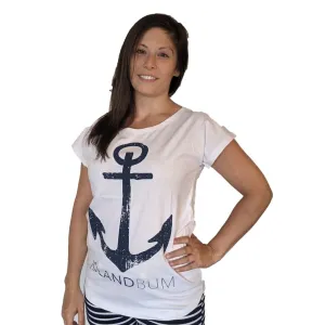 Anchor Scoop Neck Tee - White