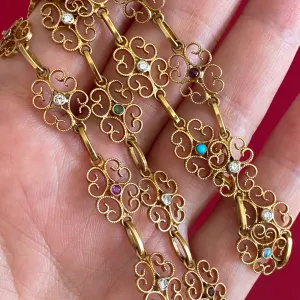 Antique French Gem-Set Chain Necklace