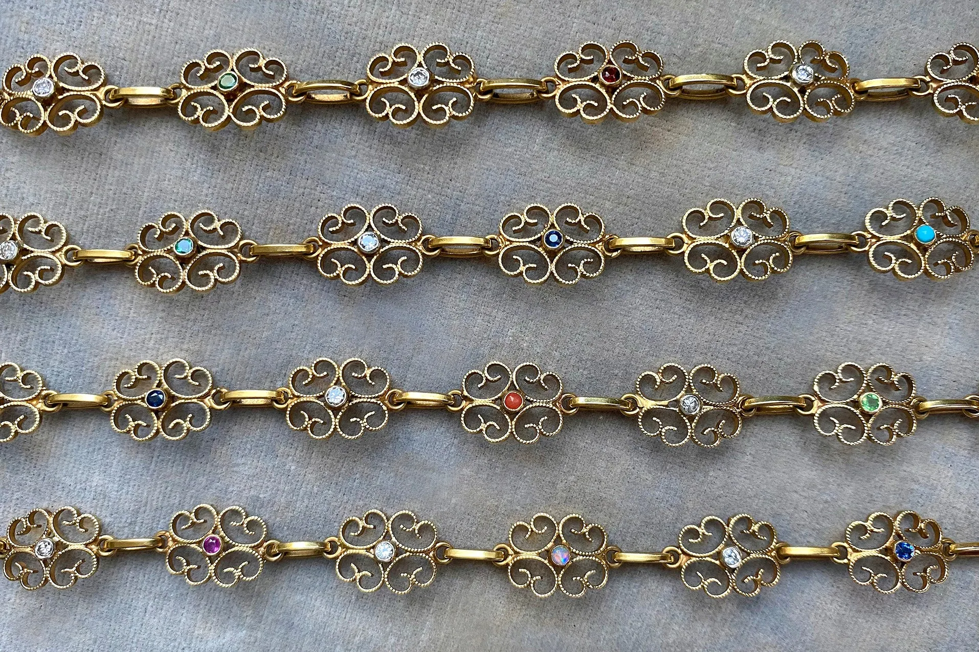 Antique French Gem-Set Chain Necklace