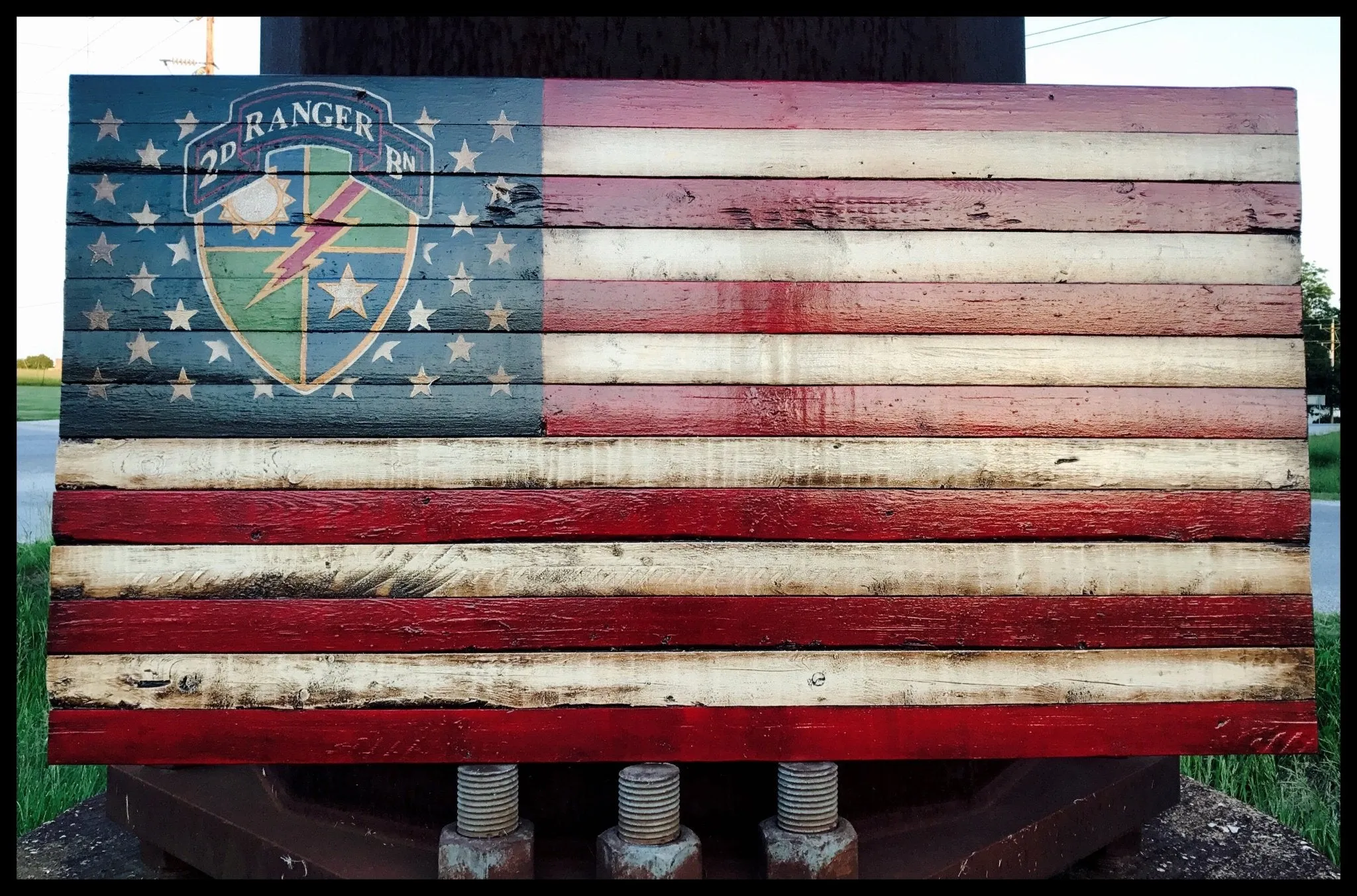 Army Rangers Flag, US Army Flag, Wood Army Flag,Ranger 2nd Battalion, Rustic American Flag