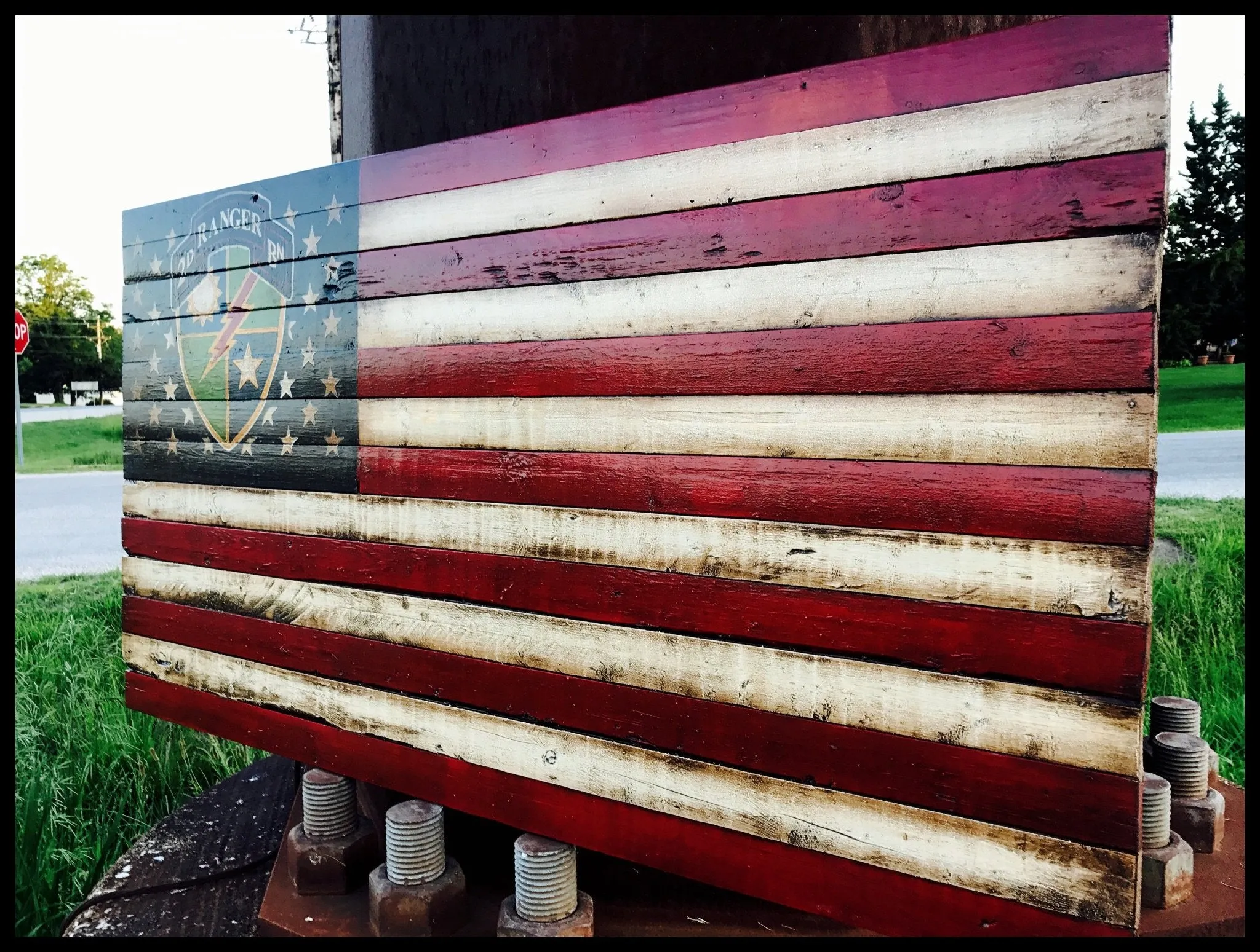 Army Rangers Flag, US Army Flag, Wood Army Flag,Ranger 2nd Battalion, Rustic American Flag