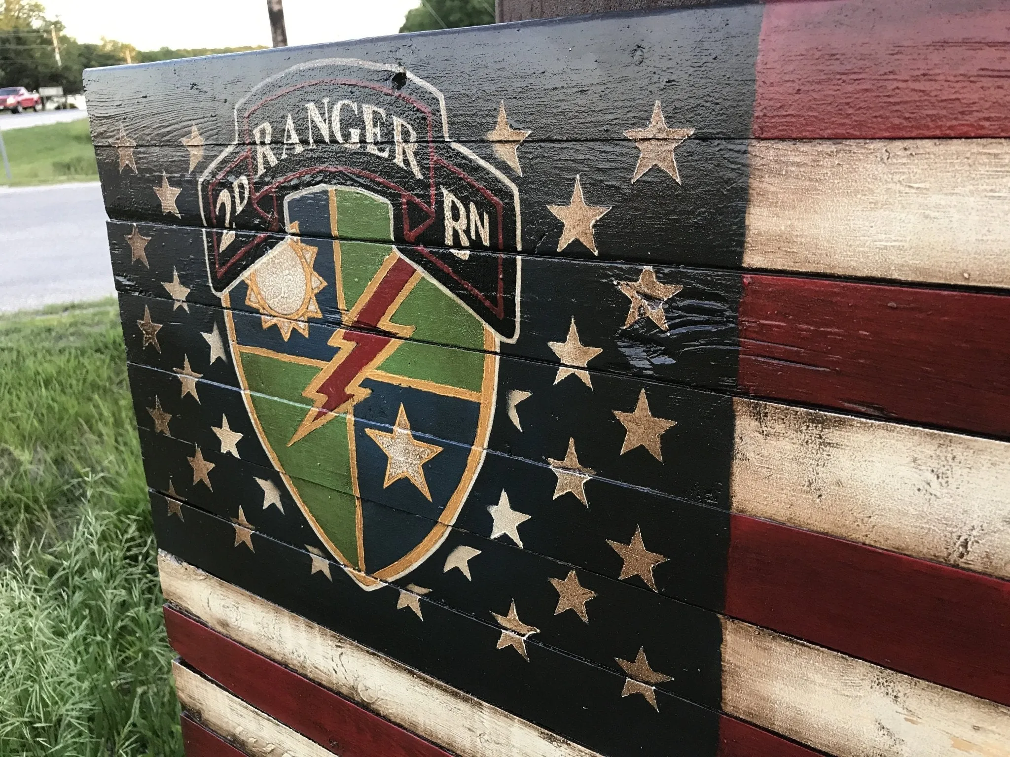 Army Rangers Flag, US Army Flag, Wood Army Flag,Ranger 2nd Battalion, Rustic American Flag