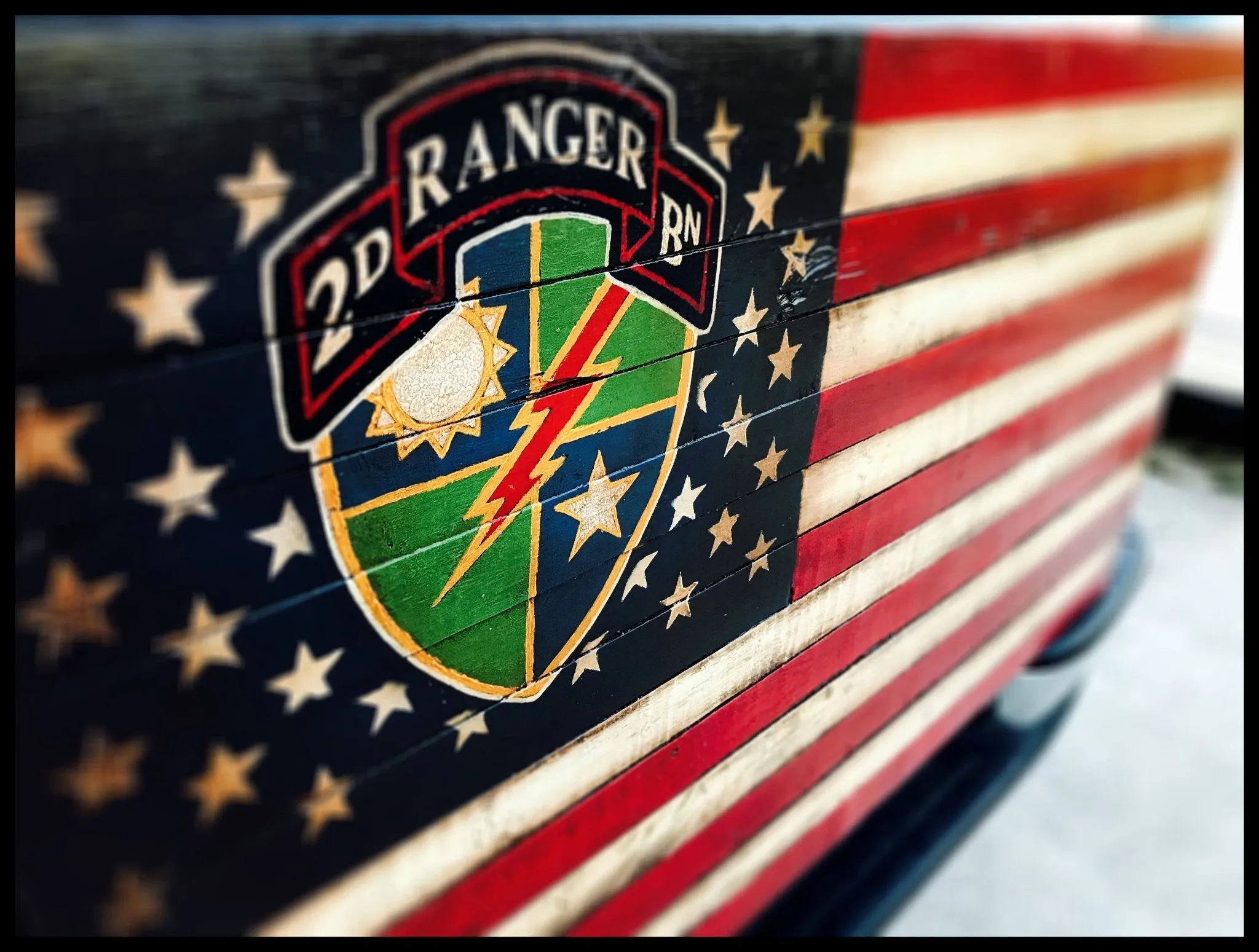 Army Rangers Flag, US Army Flag, Wood Army Flag,Ranger 2nd Battalion, Rustic American Flag