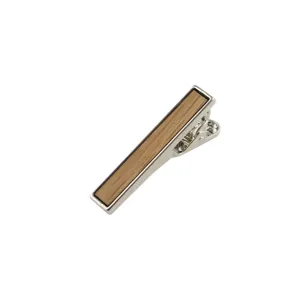 Ash Wooden Inlay-Silver Tie Bar