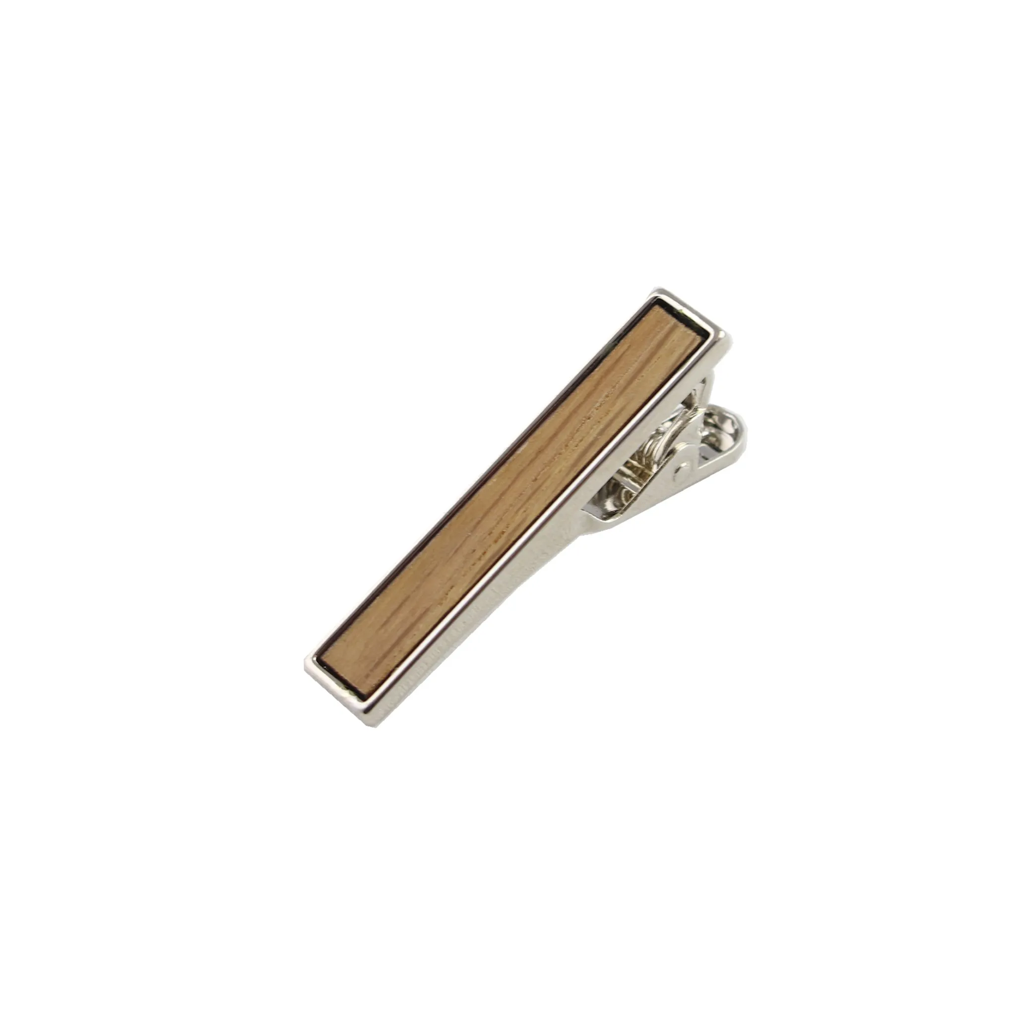 Ash Wooden Inlay-Silver Tie Bar