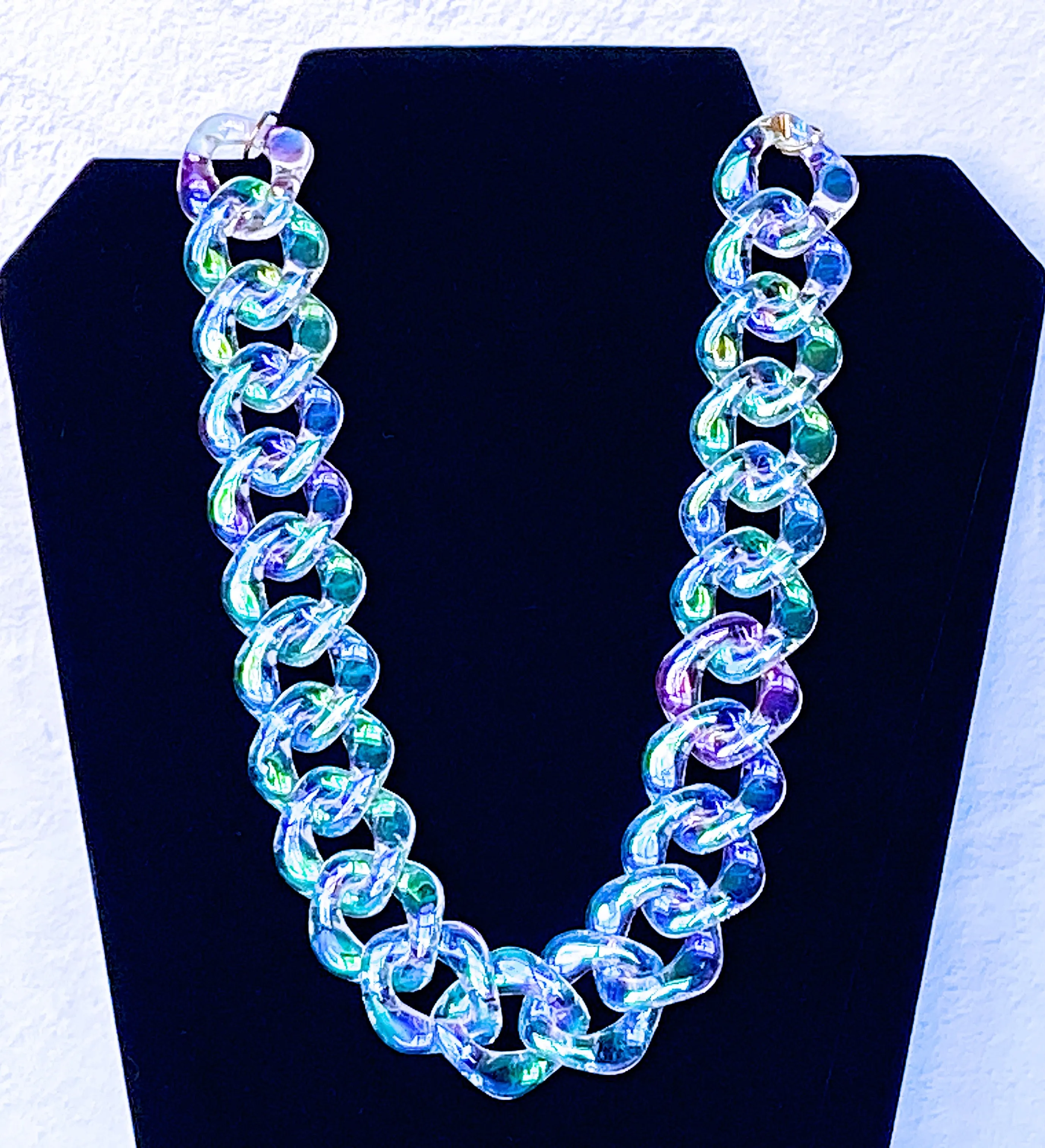 Aurora Borealis Acrylic Chain Necklace