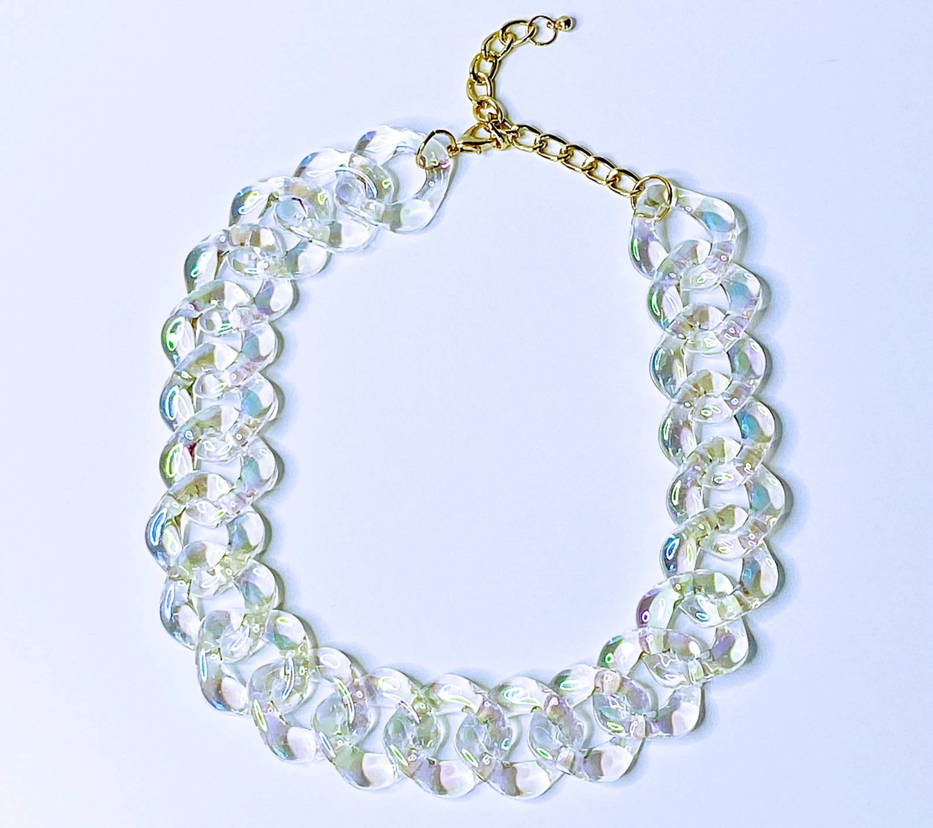Aurora Borealis Acrylic Chain Necklace