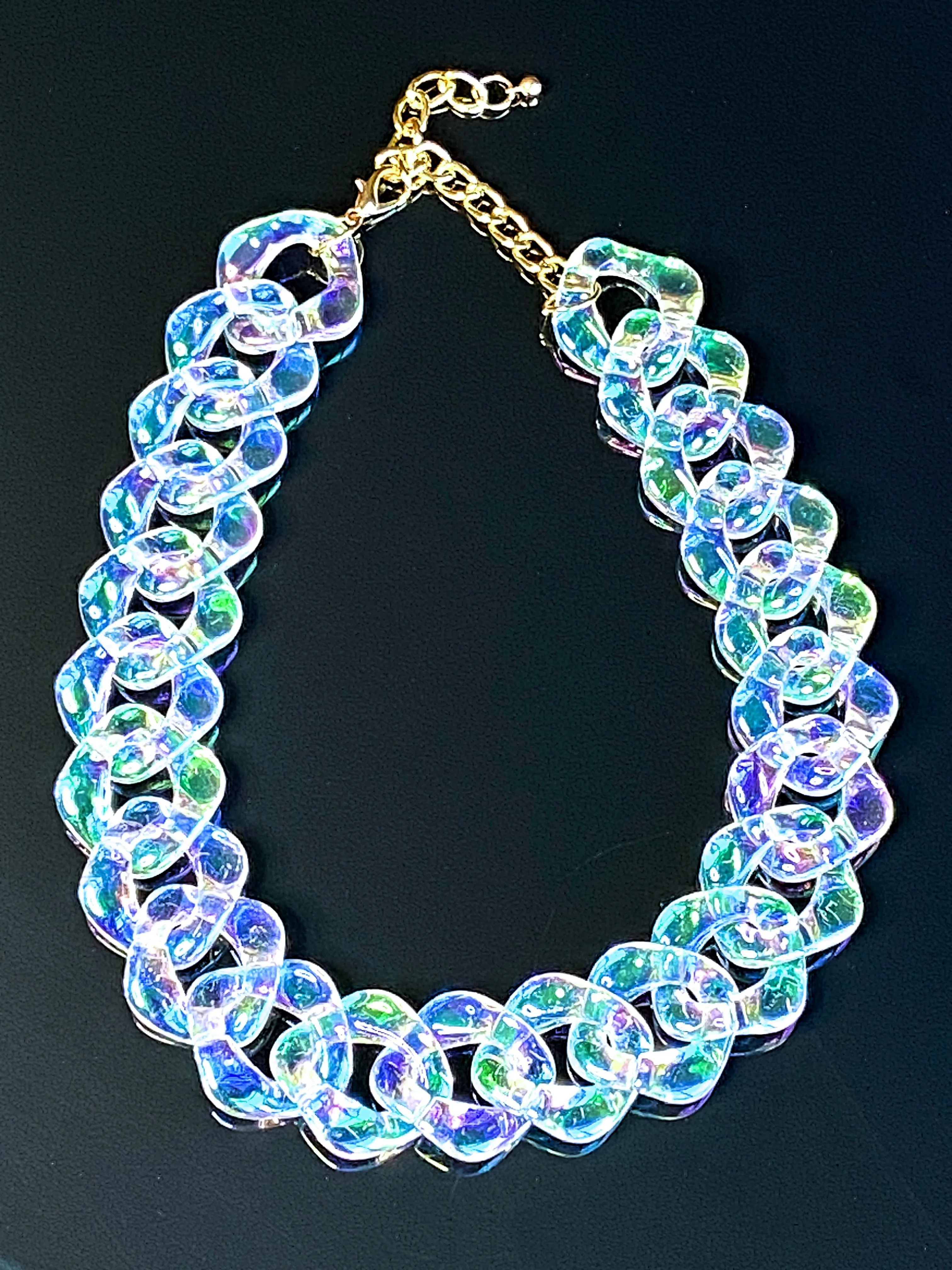 Aurora Borealis Acrylic Chain Necklace