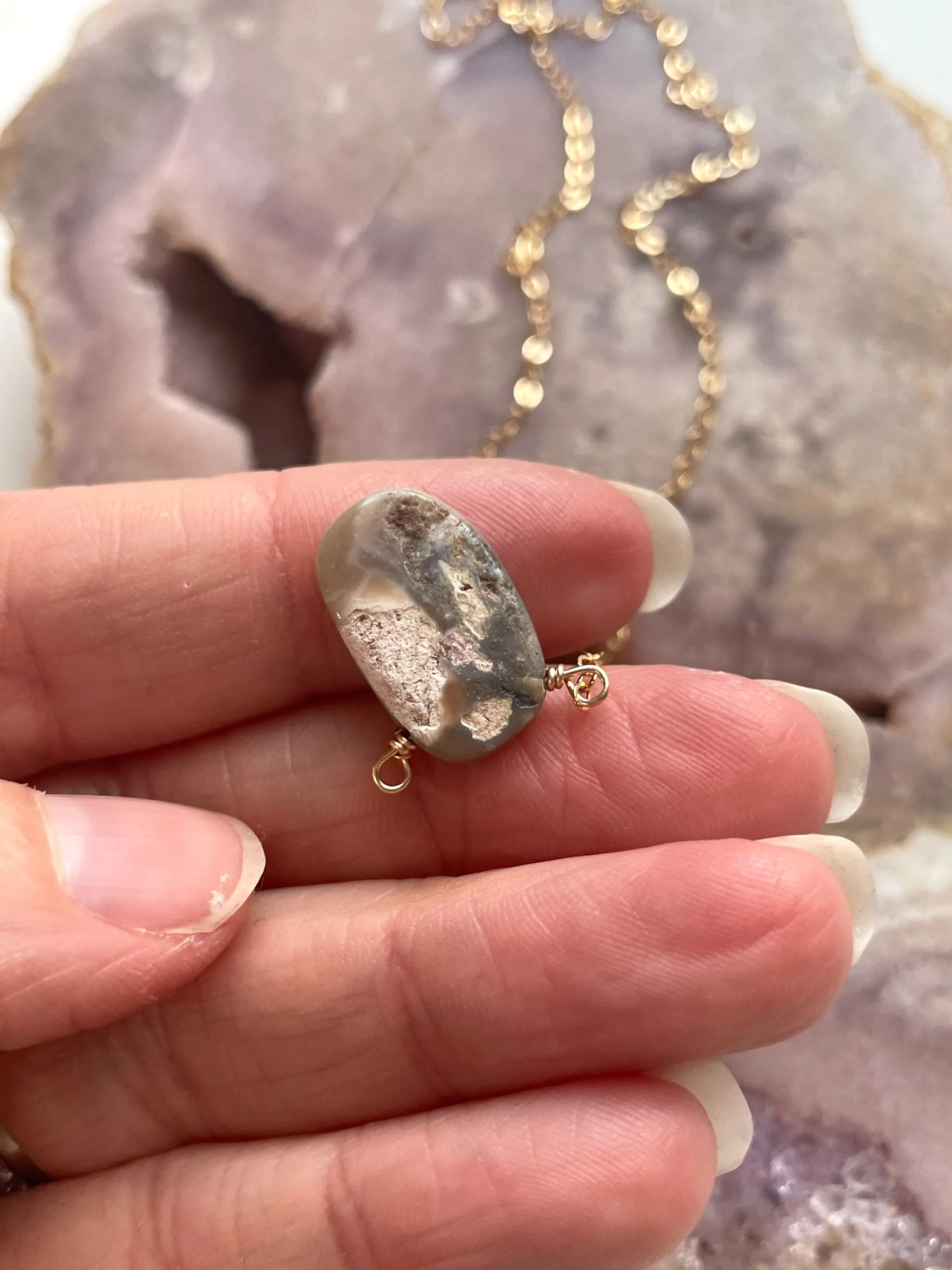Australian Opal Pendant Necklace 14kt Gold Filled