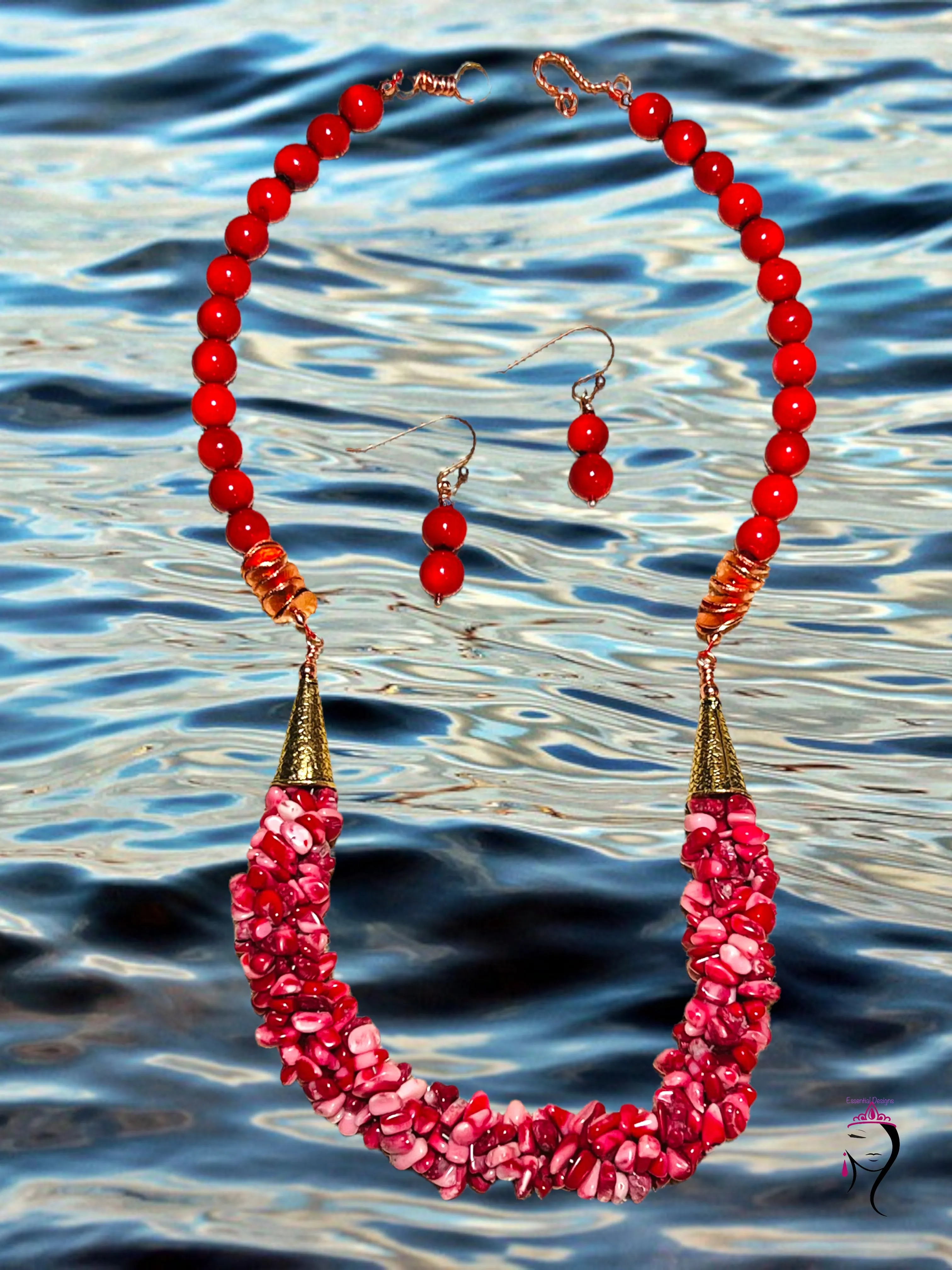 Bamboo Coral Necklace Set. #22029