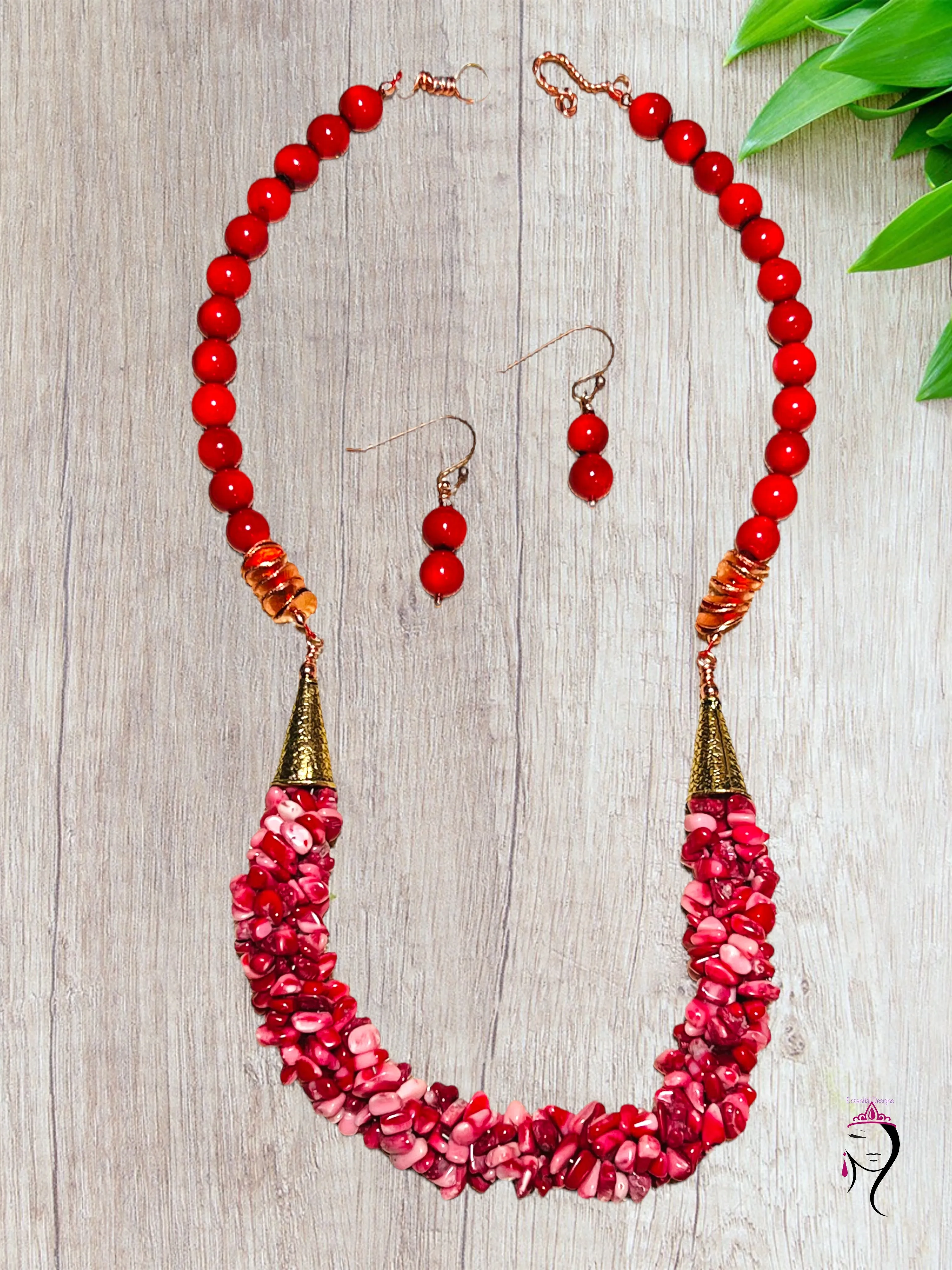 Bamboo Coral Necklace Set. #22029