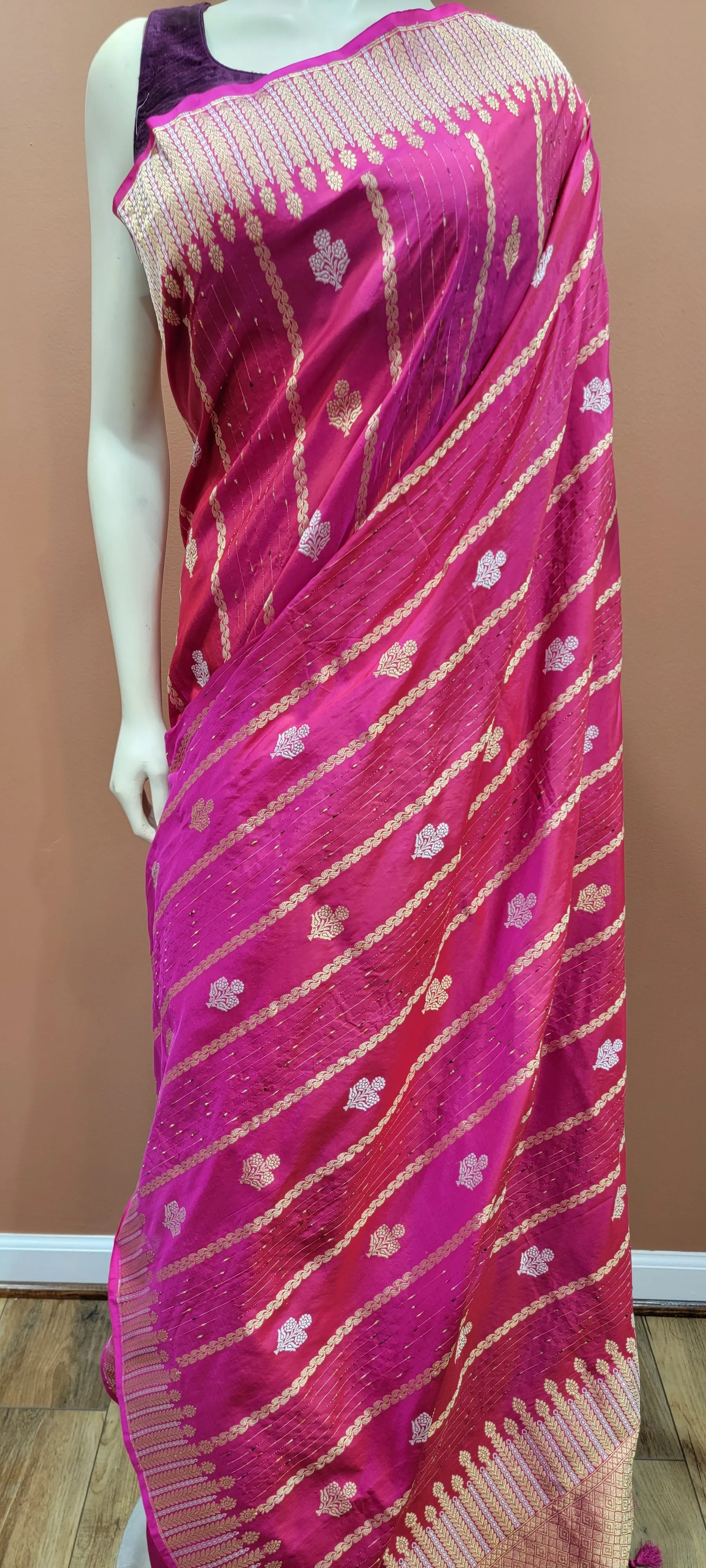 Banaras Katan Saree W/ Custom Blouse.