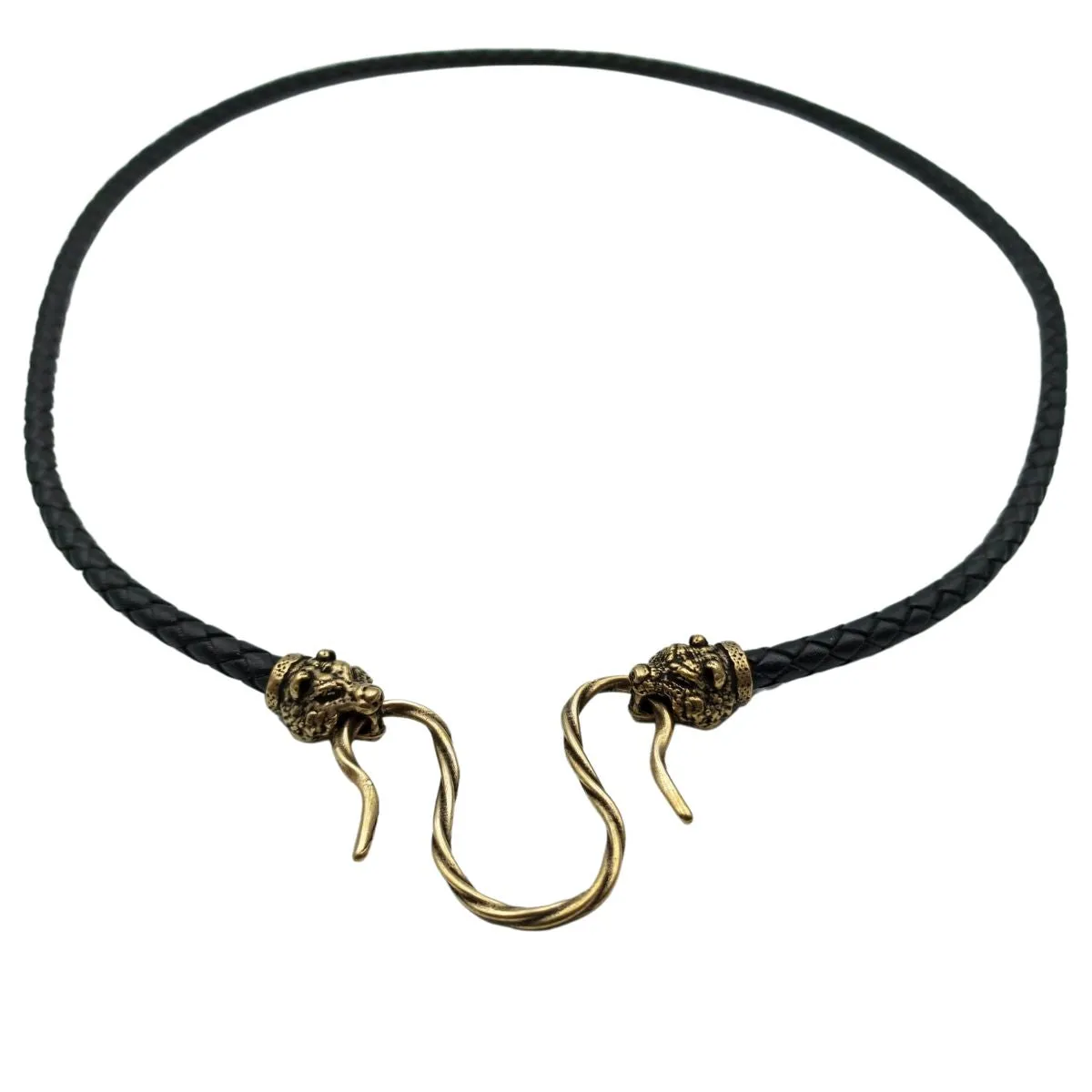 Bear leather necklace with Bronze clasps