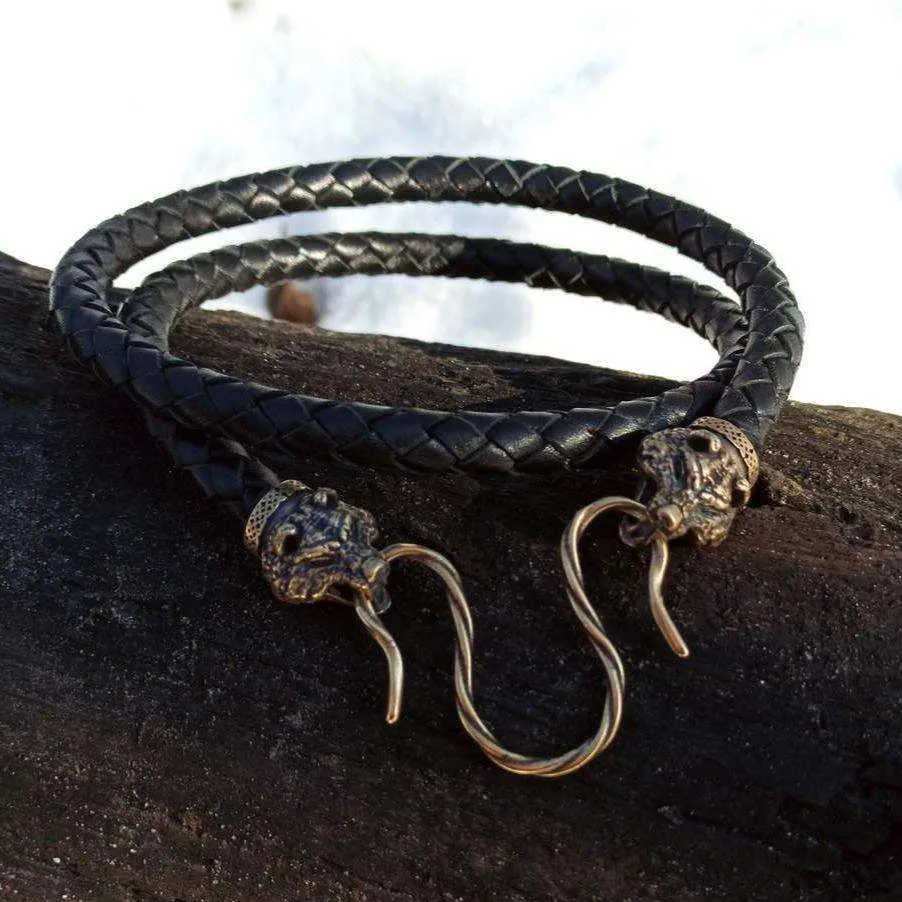 Bear leather necklace with Bronze clasps
