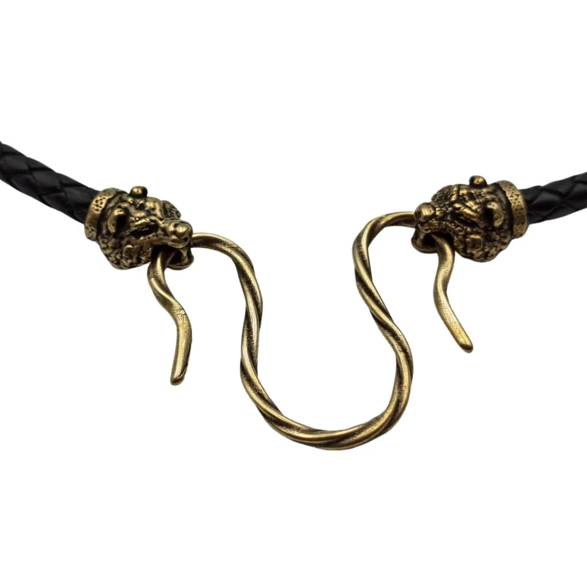 Bear leather necklace with Bronze clasps
