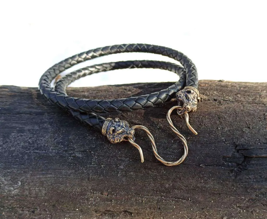 Bear leather necklace with Bronze clasps