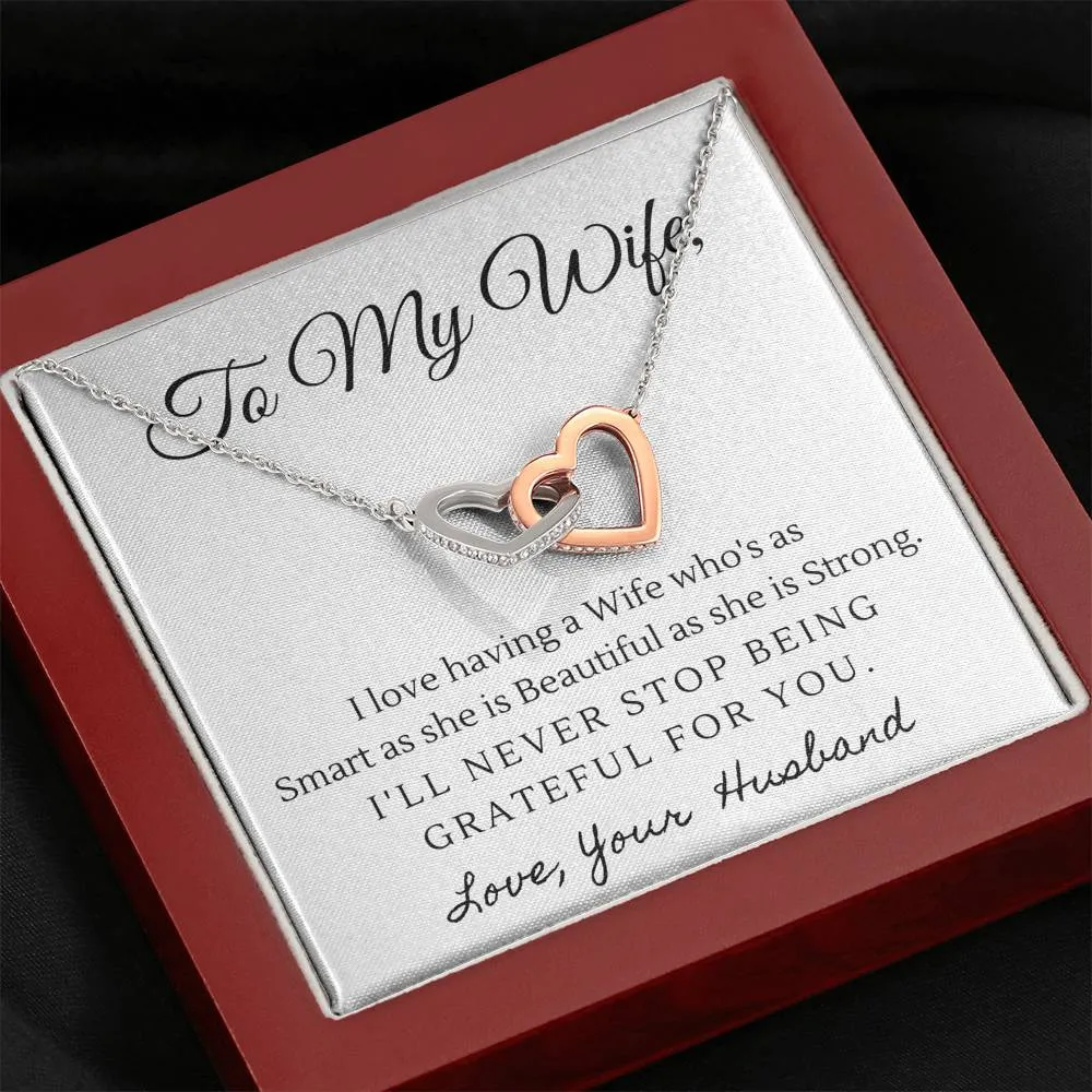Beautiful and Strong-Interlocking Hearts Necklace for Wife