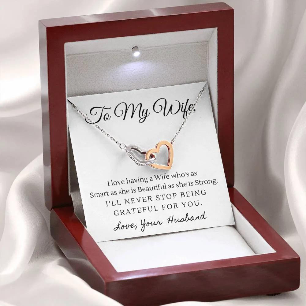 Beautiful and Strong-Interlocking Hearts Necklace for Wife