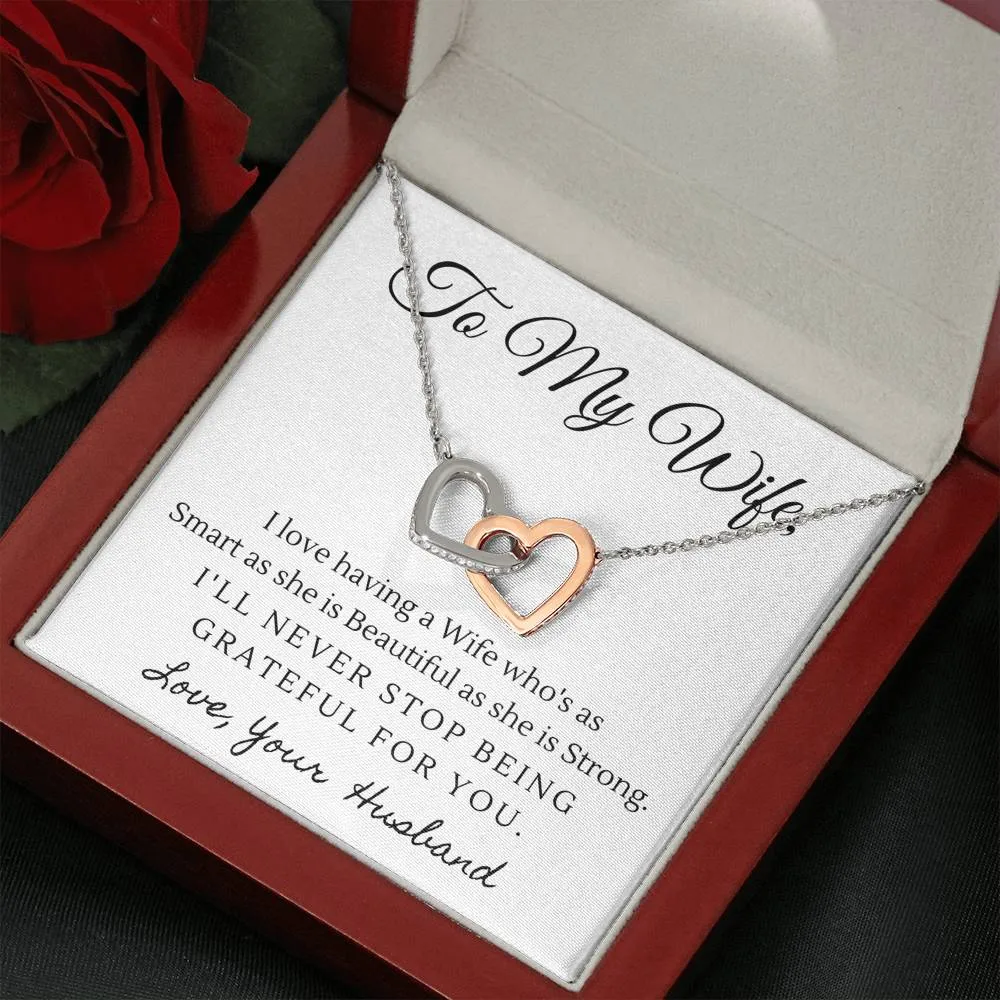 Beautiful and Strong-Interlocking Hearts Necklace for Wife
