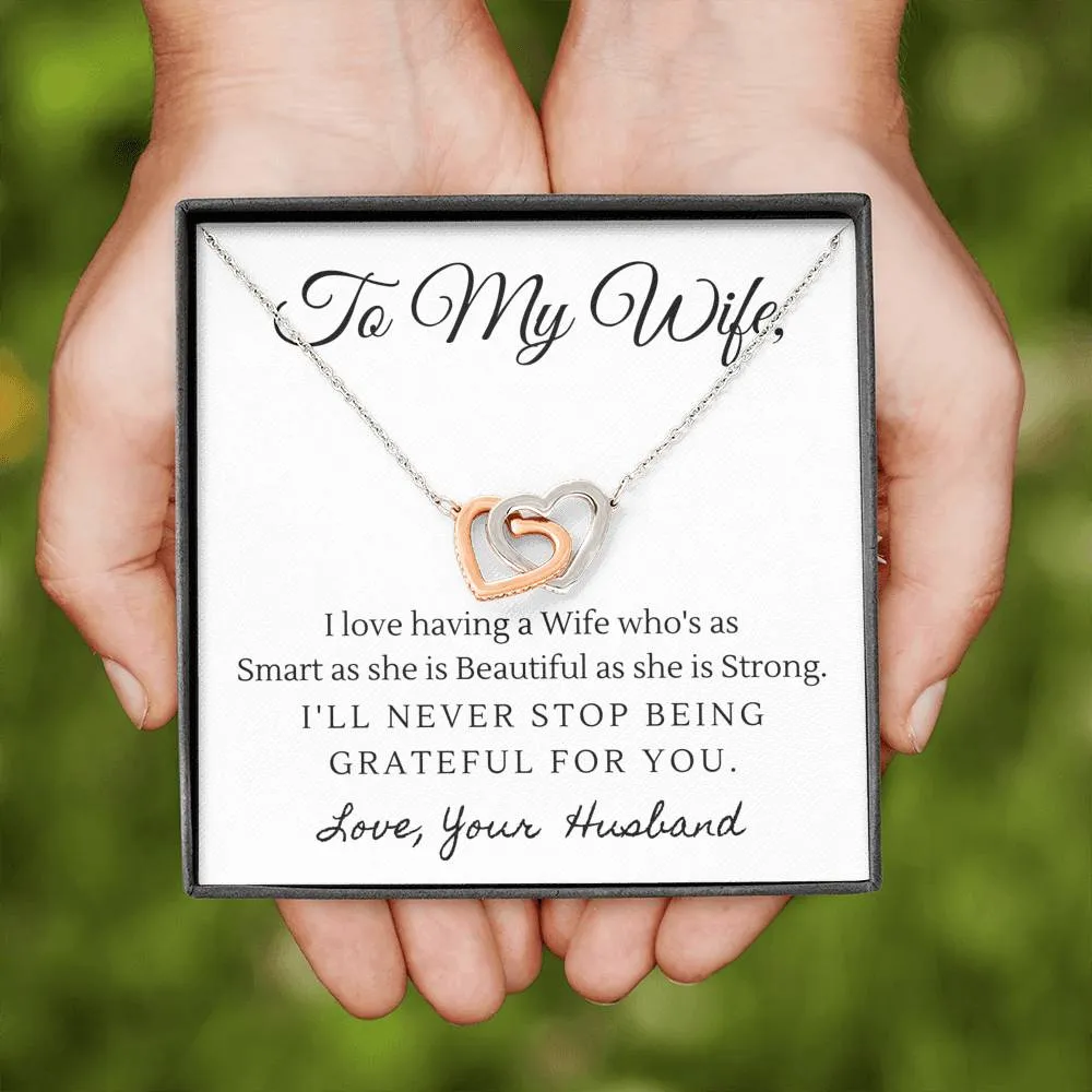 Beautiful and Strong-Interlocking Hearts Necklace for Wife