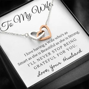 Beautiful and Strong-Interlocking Hearts Necklace for Wife
