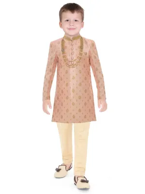 Beautiful Peach and Cream Sherwani Set for Boys