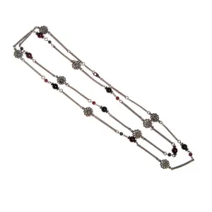 Ben Amun Silver and Burgundy Bead Necklace
