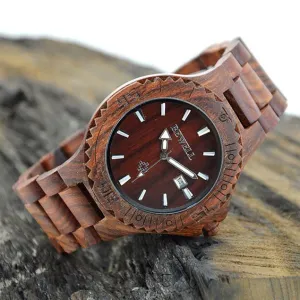 BEWELL Men's Natural Wooden Wristwatch with Case