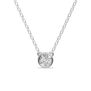 Bezel Pendant Necklace with 0.40ct of Laboratory Grown Diamonds in Sterling Silver and Platinum