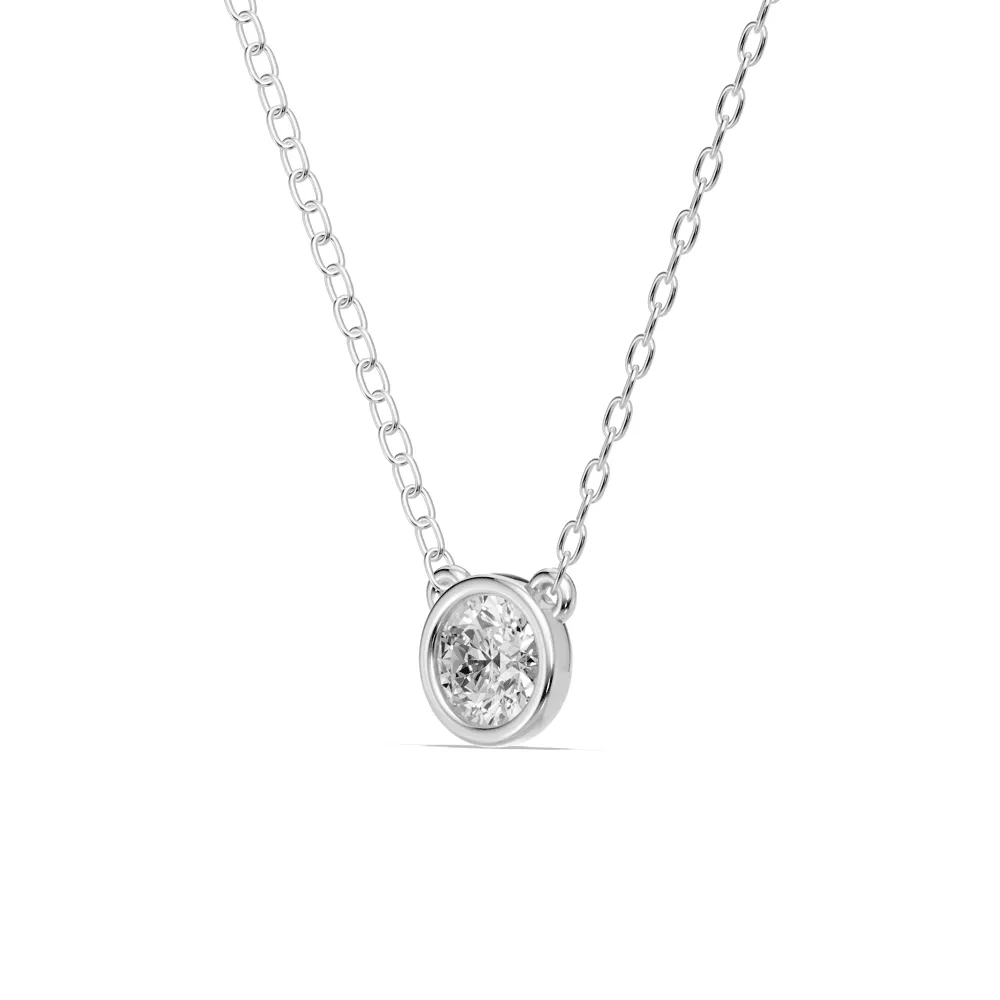 Bezel Pendant Necklace with 0.40ct of Laboratory Grown Diamonds in Sterling Silver and Platinum