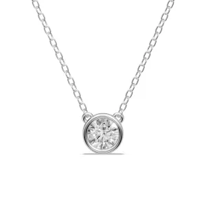 Bezel Pendant Necklace with 0.60ct of Laboratory Grown Diamonds in Sterling Silver and Platinum