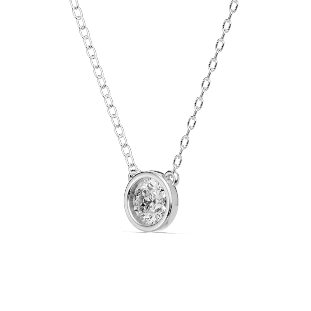 Bezel Pendant Necklace with 0.60ct of Laboratory Grown Diamonds in Sterling Silver and Platinum
