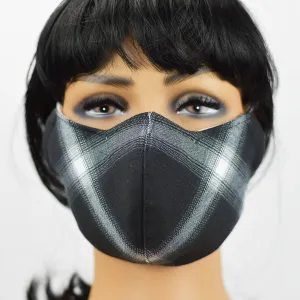 Black and White Plaid | Non-Medical | Triple Layer | Reusable | Washable | Soft Cotton Fabric Adult Mask with Dust Filter