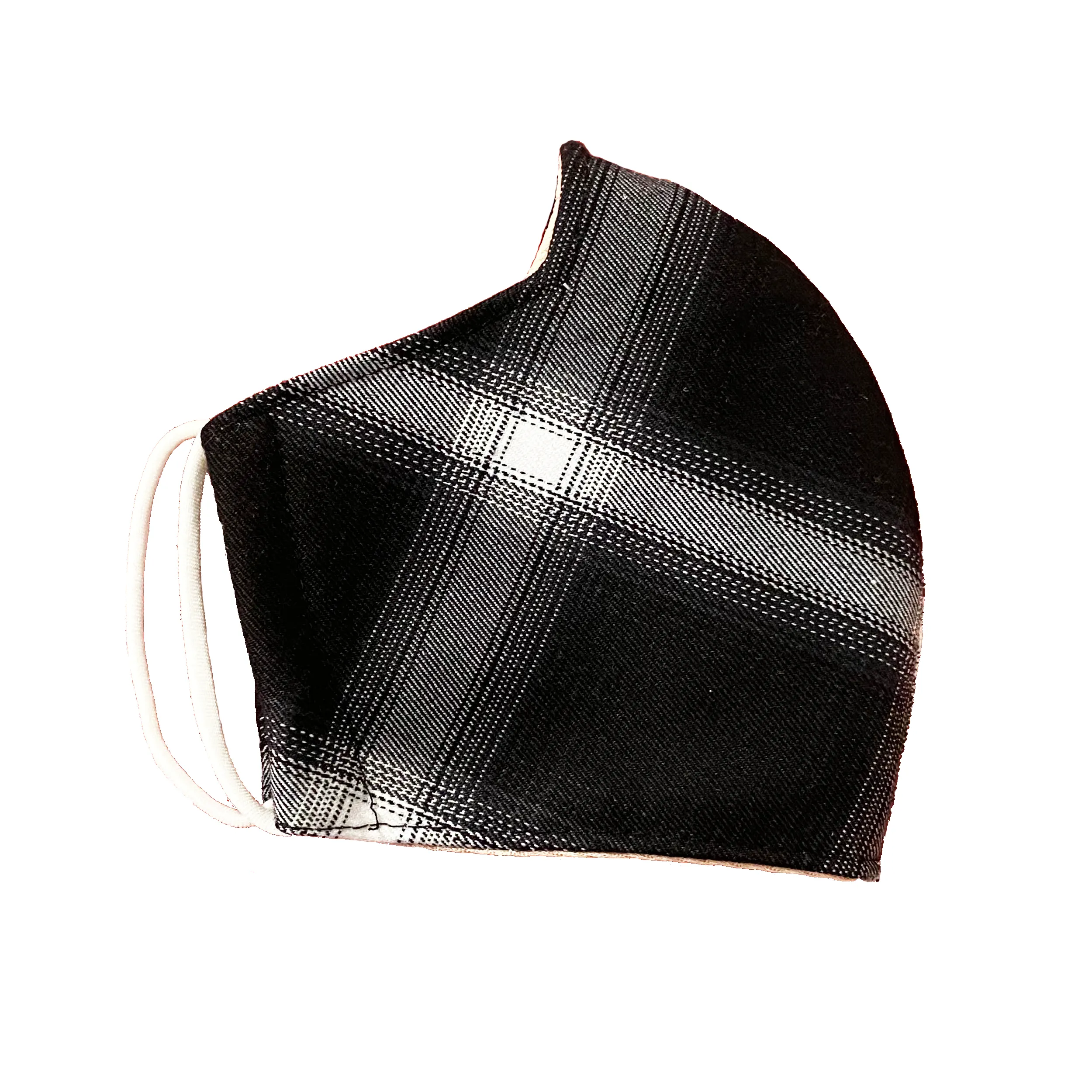 Black and White Plaid | Non-Medical | Triple Layer | Reusable | Washable | Soft Cotton Fabric Adult Mask with Dust Filter