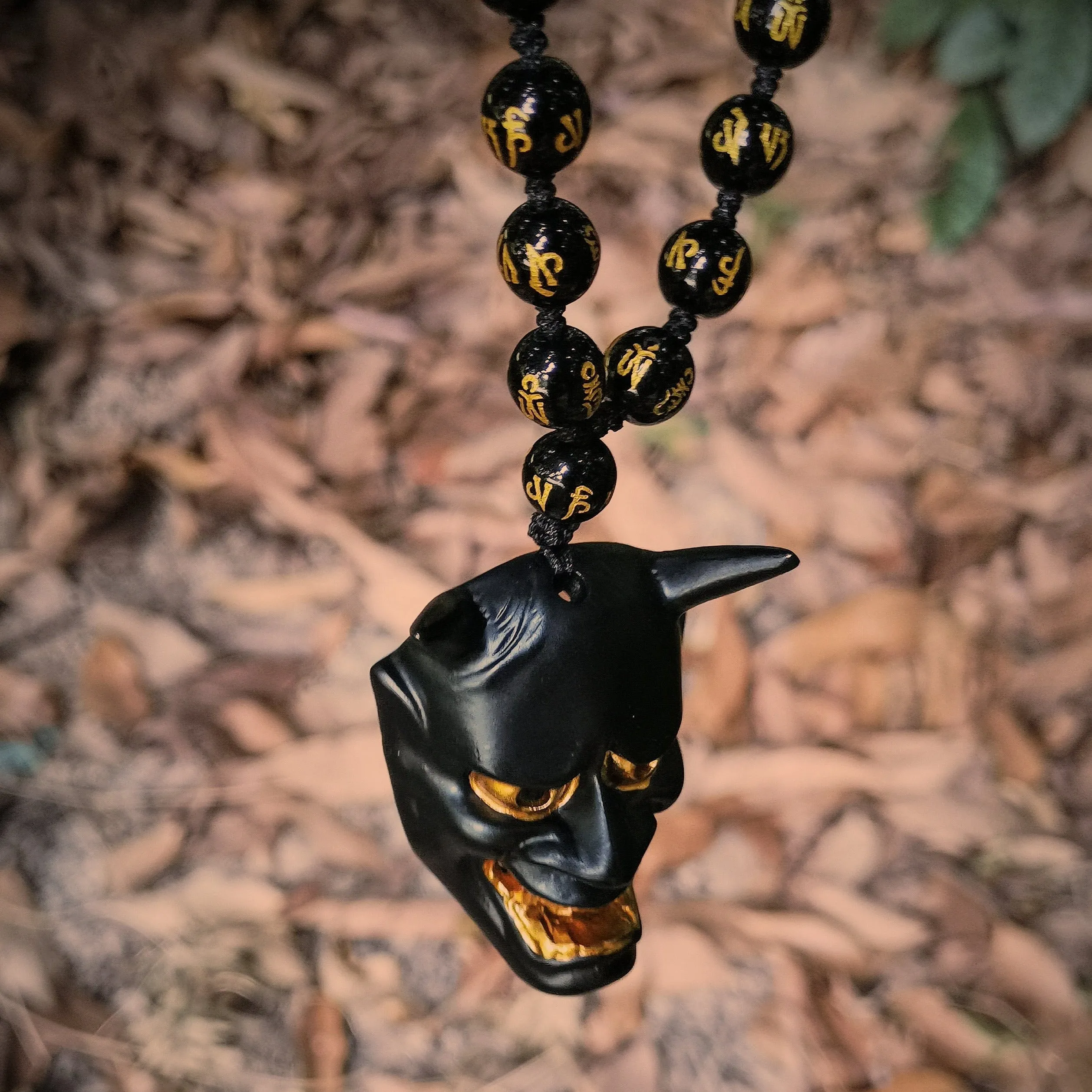 Black Hannya Mask Pendant Necklace (40% OFF)