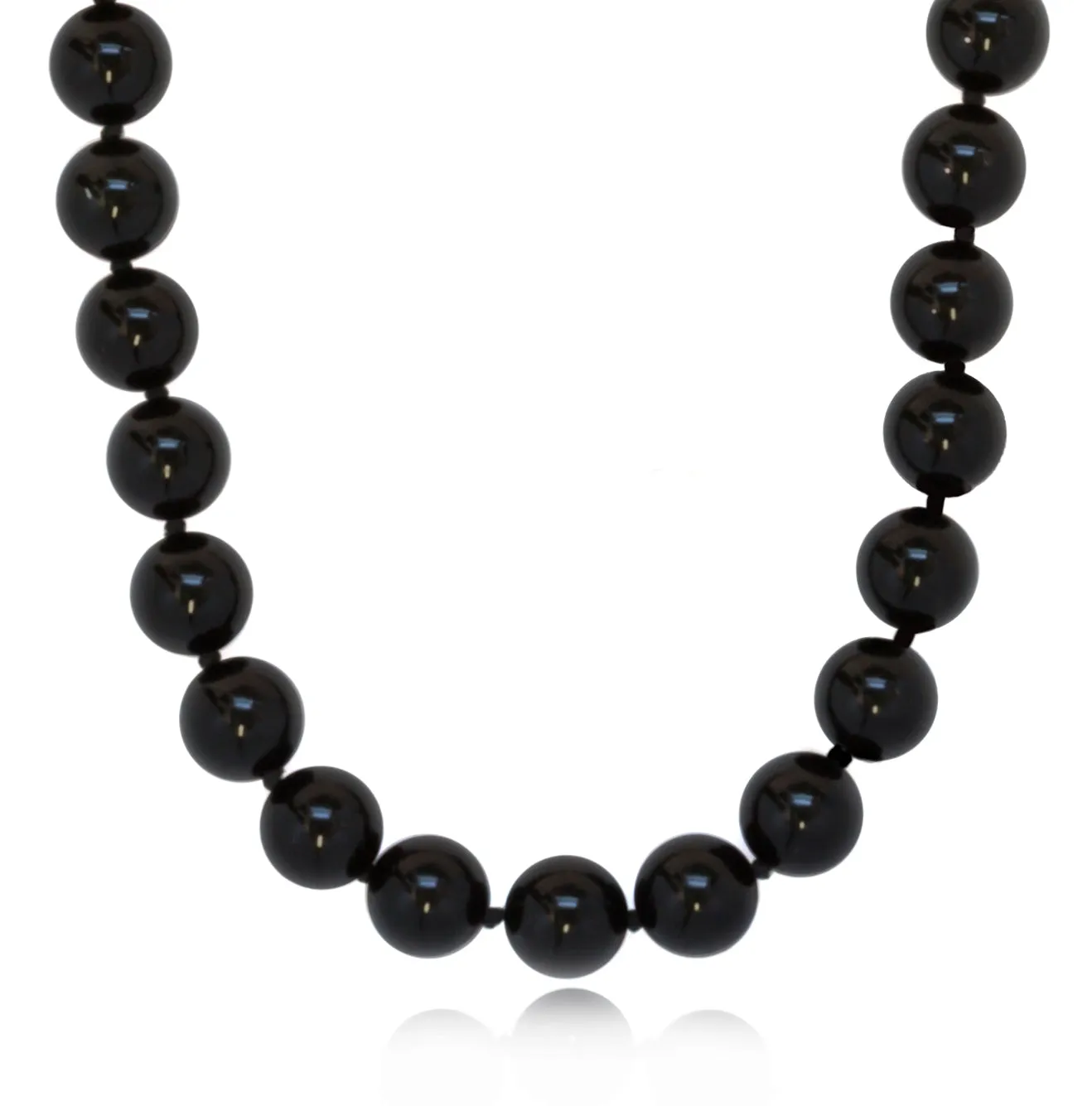 Black Onyx Necklace with 925 Sterling Silver Clasp