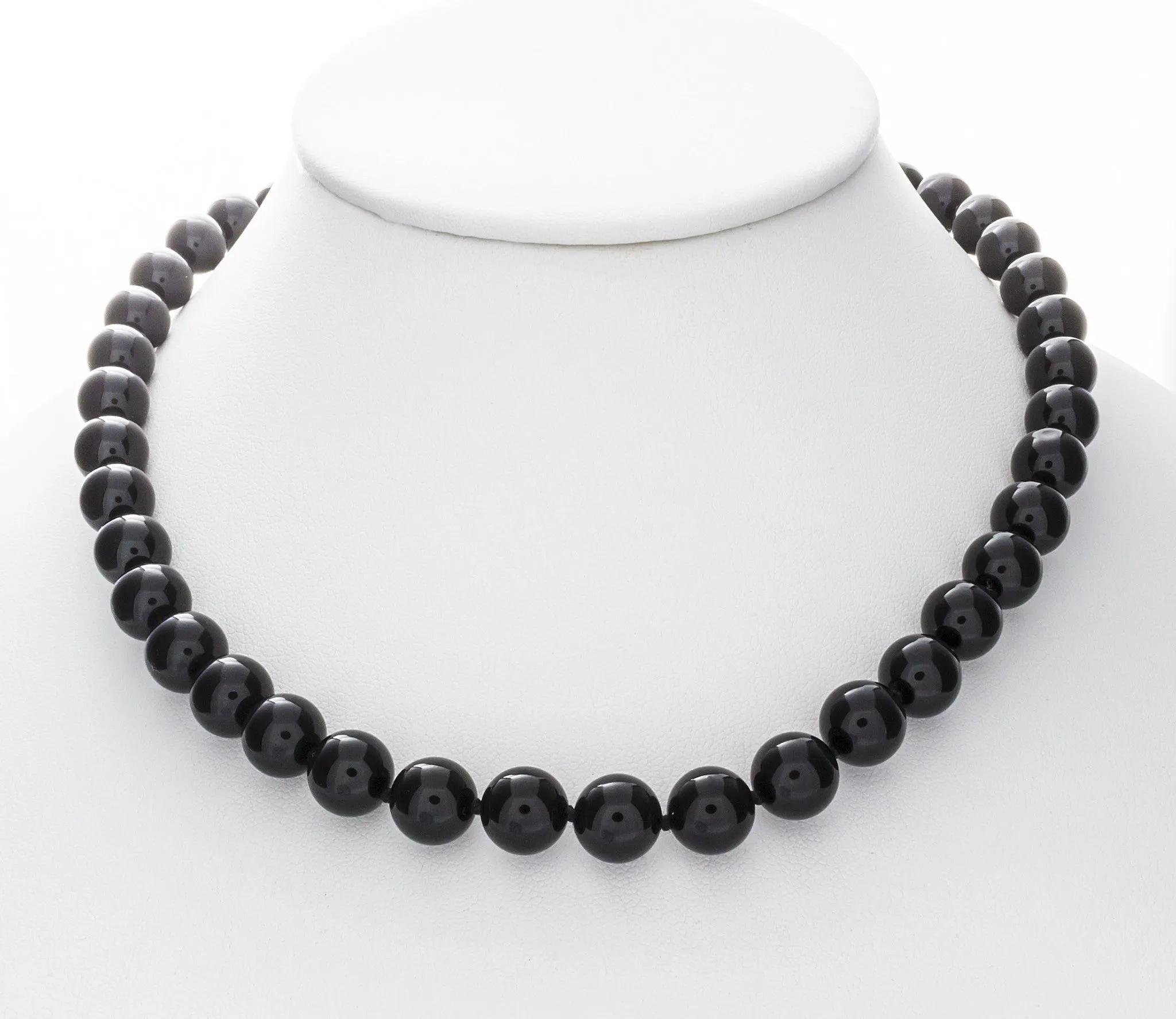 Black Onyx Necklace with 925 Sterling Silver Clasp