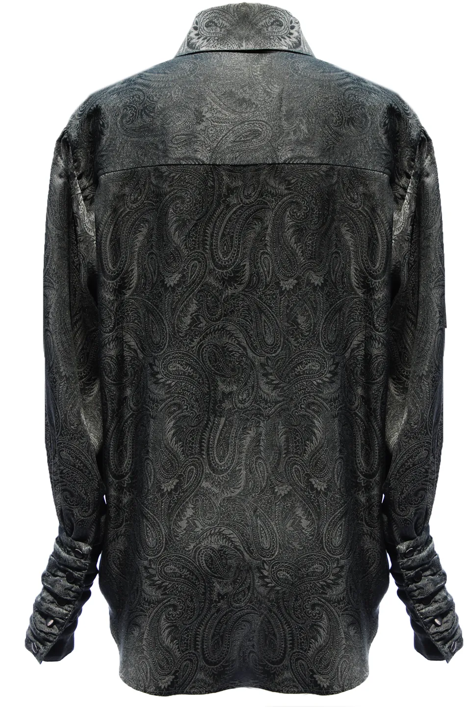 Black Paisley Silk Jacquard Button Down