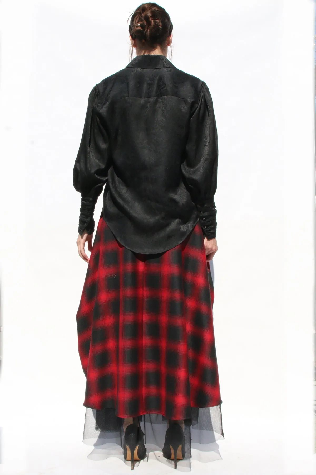 Black Paisley Silk Jacquard Button Down